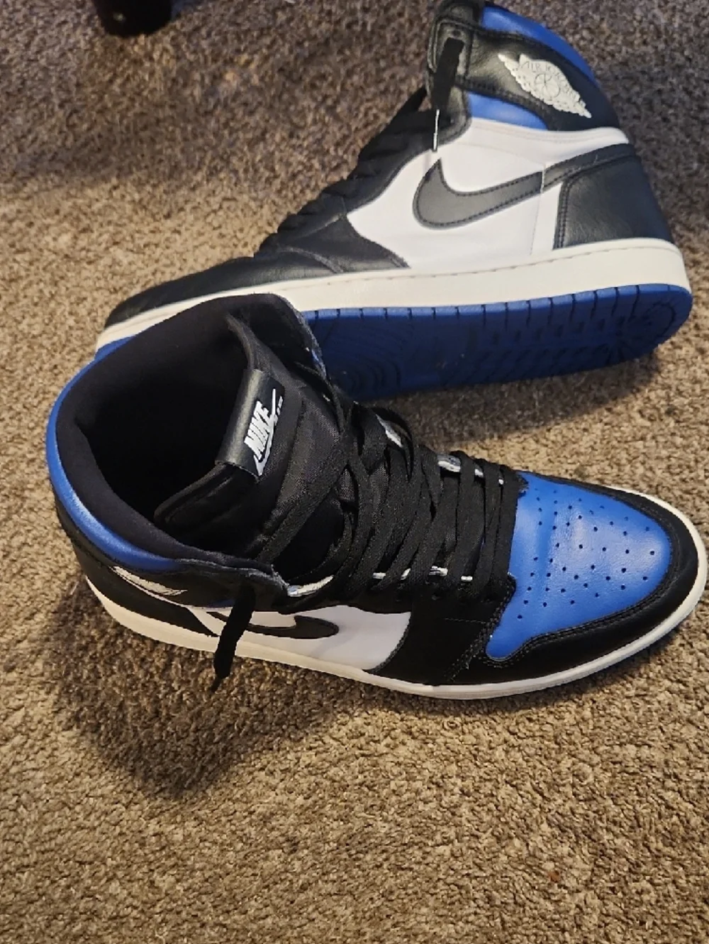 Jordan 1 High OG Sz 12 Mens Sneakers Black White Blue - Picture 5 of 8